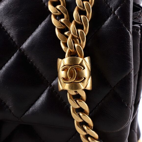 Chanel All Slide Long Flap Bag Quilted Lambskin Small Brown - Picture 6 of 7